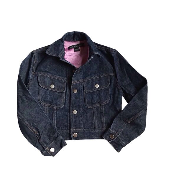 Ralph Lauren Black Label Women's Jacket 2 Blue Denim Cotton Jean Snap Button...